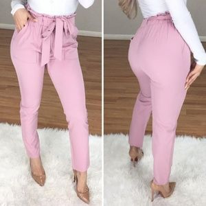 High waist tie pants